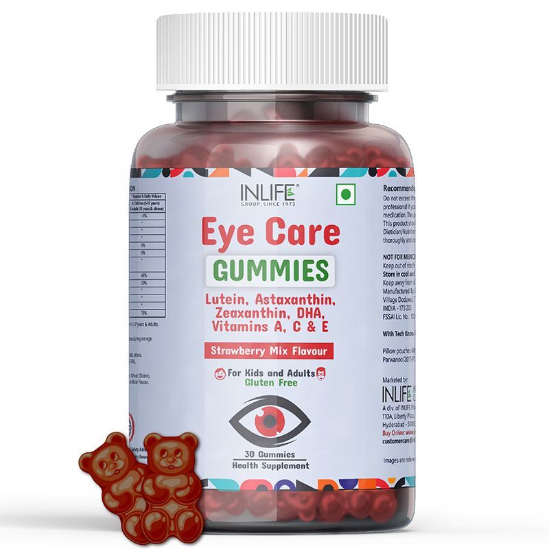 Inlife Eye Care Supplement Gummies For Kids & Adults With Lutein Zeaxanthin Omega 3 Dha- Eye Health