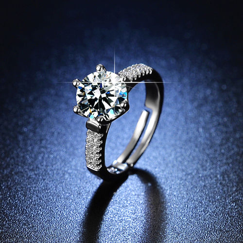 Designs You Silver Plated American Diamond Studded Solitaire Adjustable  Finger Ring