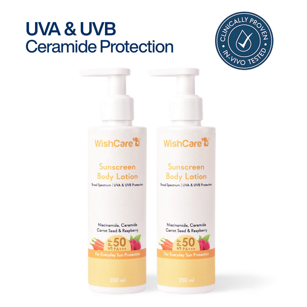 WishCare Sunscreen Body Lotion SPF50 PA+++-In Vivo Tested-UV Protection-No White Cast-Prevents Tan