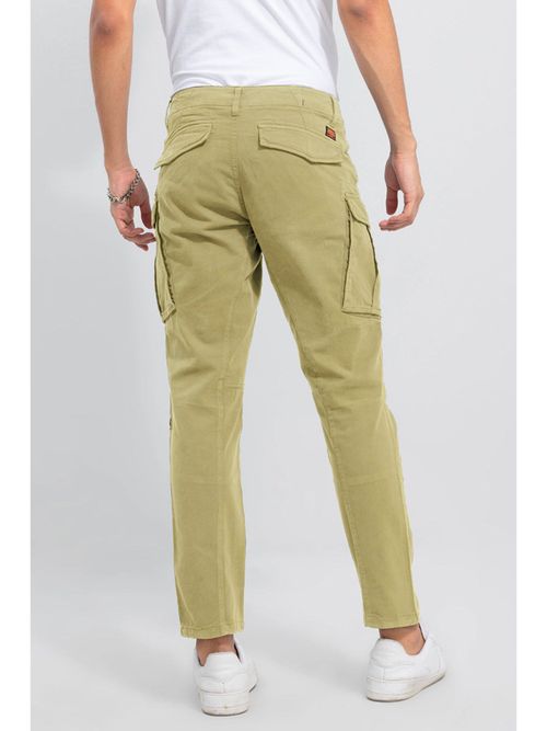 Snitch Khaki Plain Relaxed Casual Cargo Pant