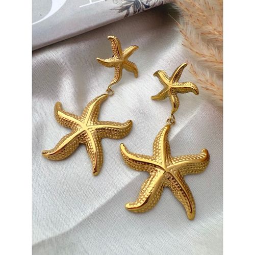 ISHKAARA Dangling Starfish Gold Drop Earrings