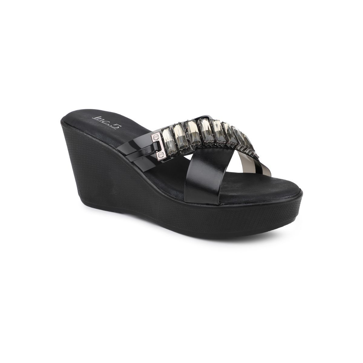 Black evening wedges online