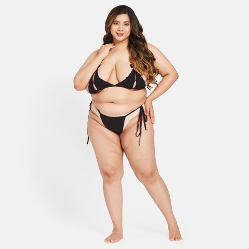 Buy Secrets By ZeroKaata Plus Size Women black Self Design Lace Thong  Briefs Online