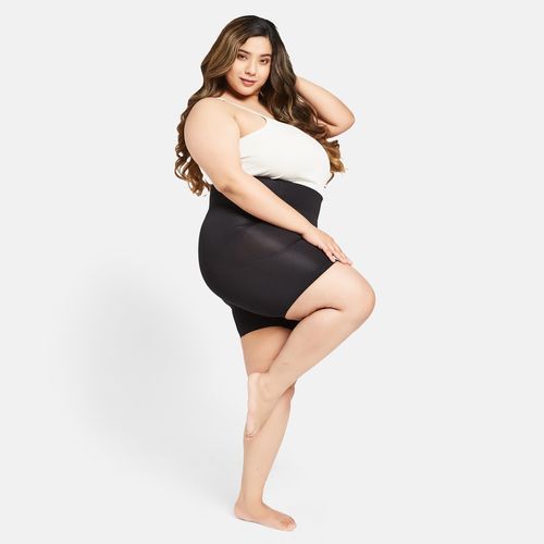 Secrets By ZeroKaata Plus Size Women Black-Colored High-Waist Tummy & Thigh  Shapewear (XL)