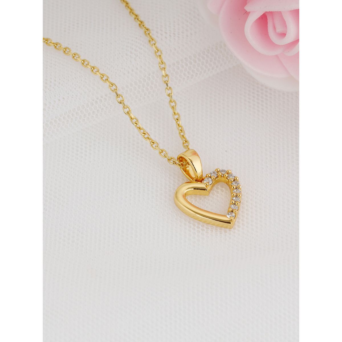 GIVA Sterling Silver Golden Happy Heart Pendant with Link Chain for ...