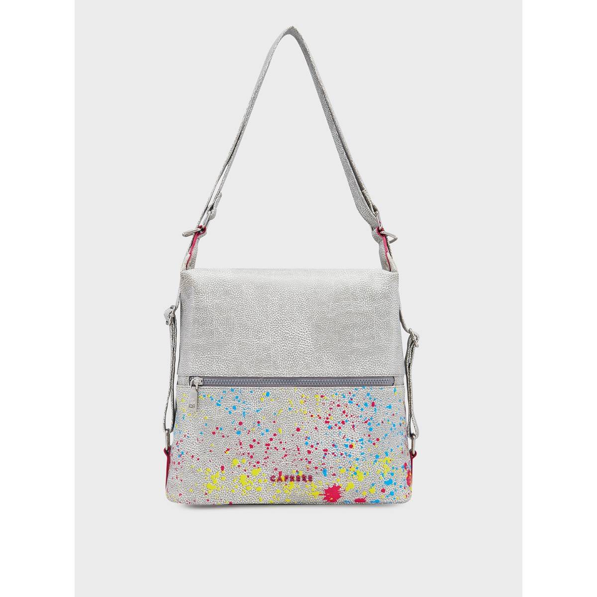 Caprese Beige Abstract Handbag Cum Backpack