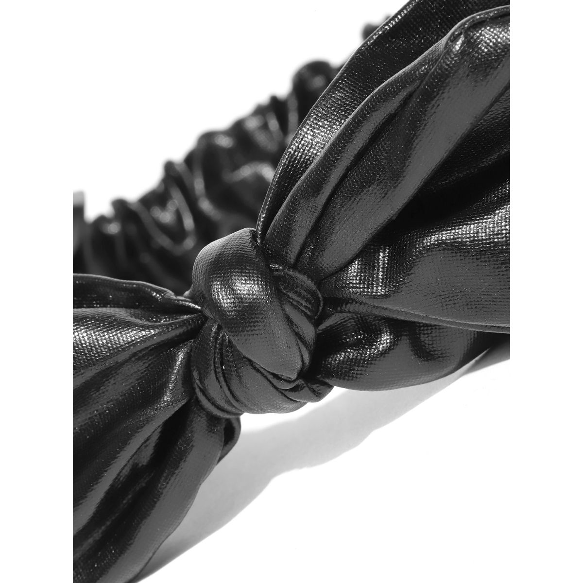 Buy Blueberry Solid Black Leather Bunny Knot Hair Band Online