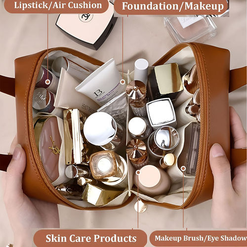 NFI Essentials Brown Cosmetic Travel Organizer Womens Makeup Toiletry Bag