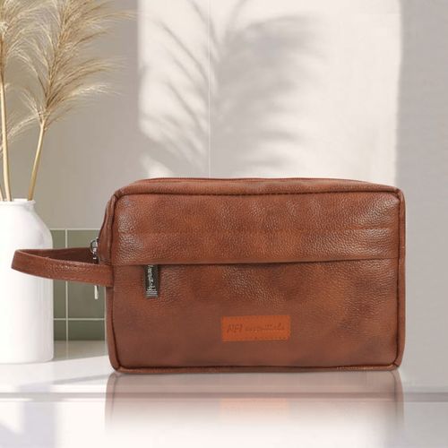 NFI Essentials Leather Travel Pouch Toiletry Bag for Men and Women