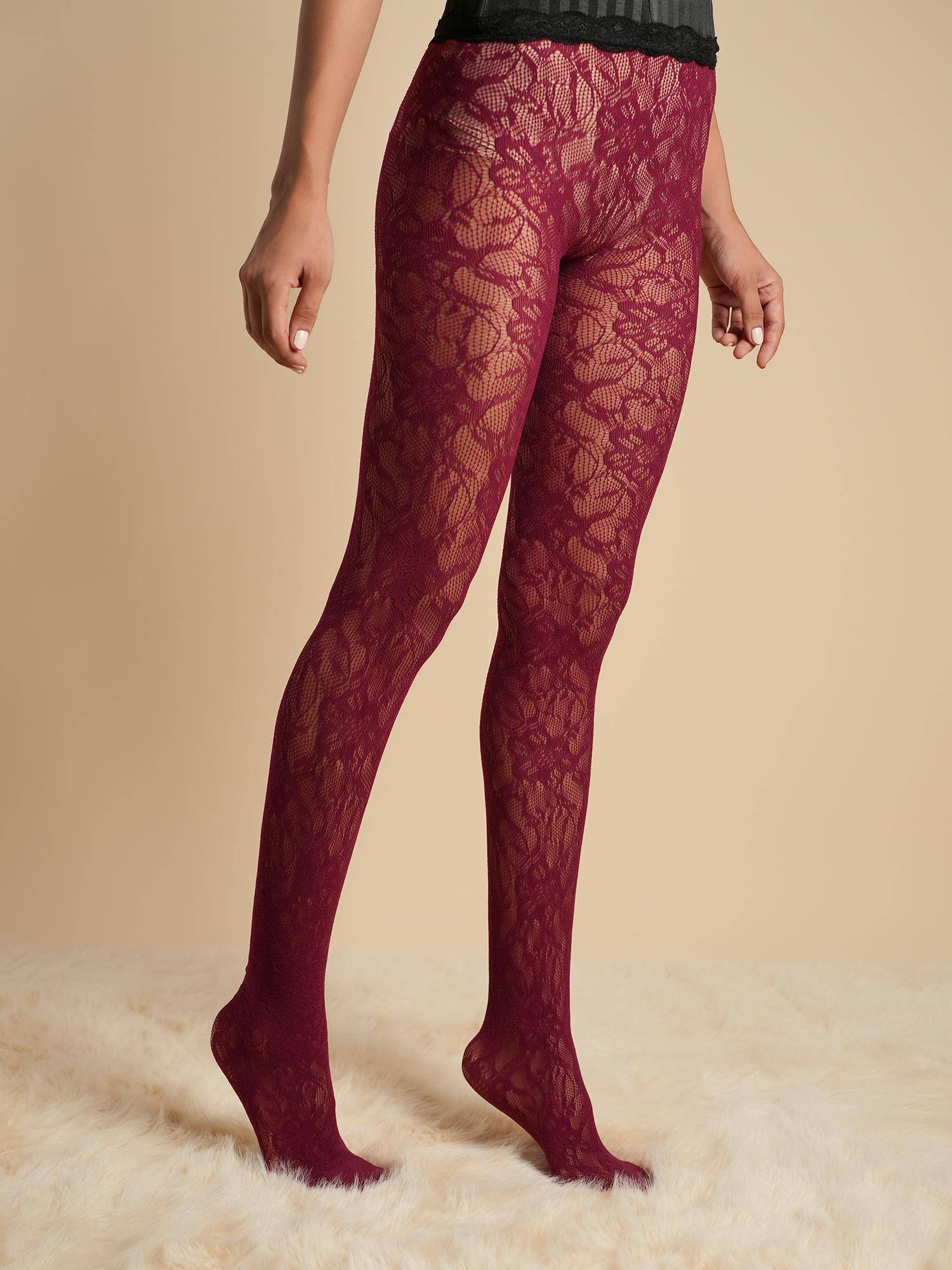 Theater Women Elizabeth Maroon Lace Stockings