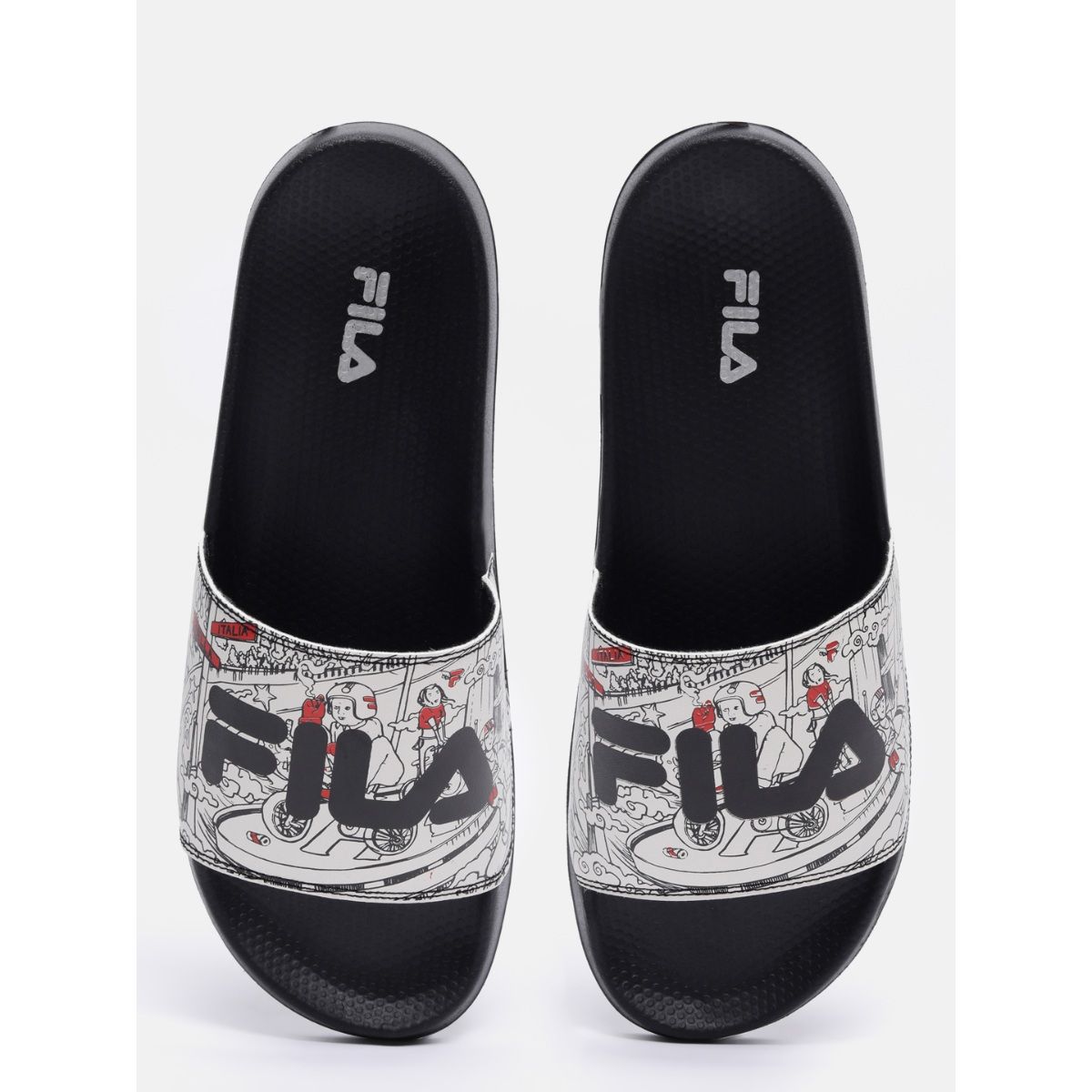 Buy Fila Unisex Black Sketch Sliders Online