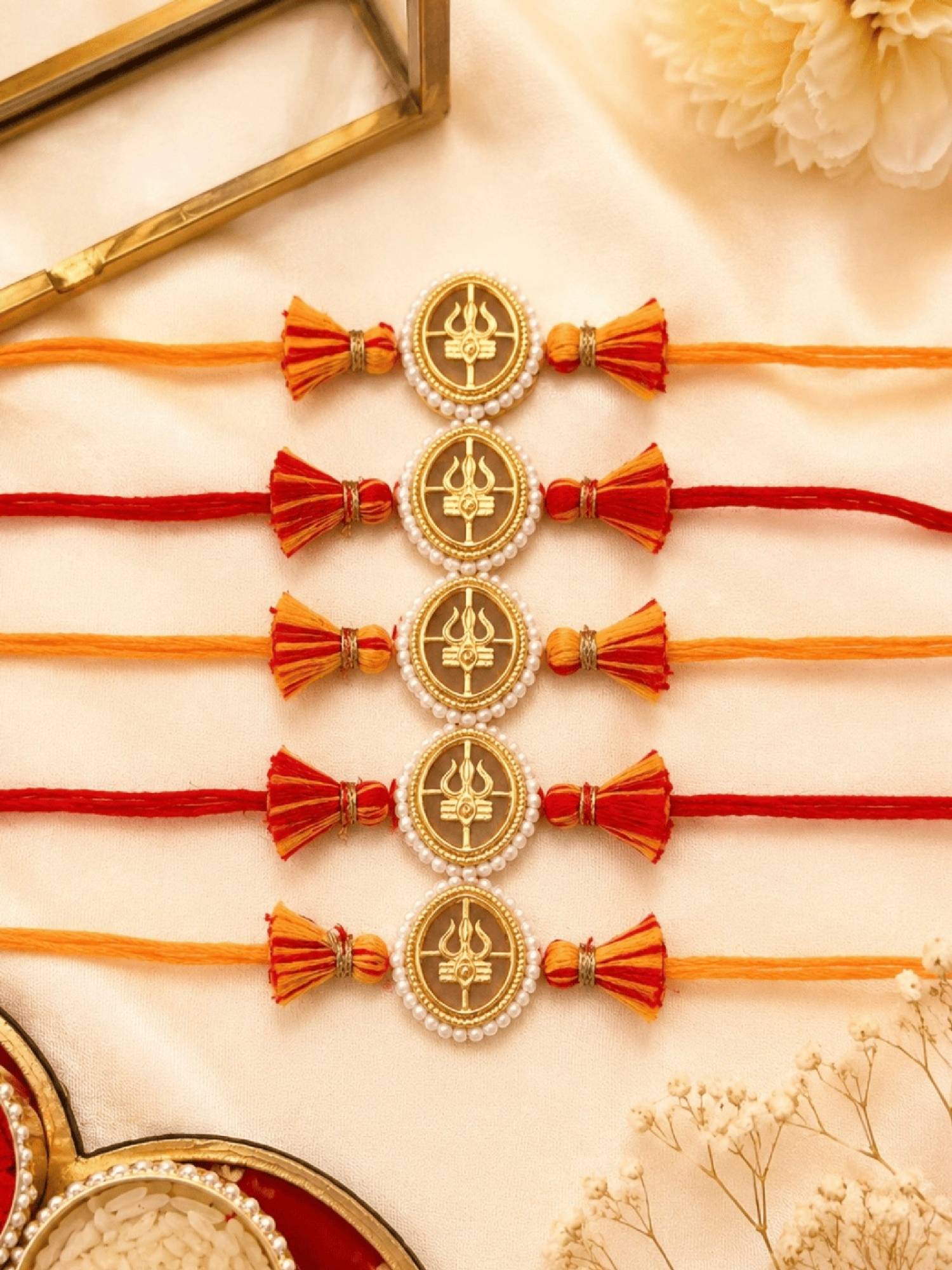 ISHKAARA Trishul Kavach Combo Rakhi for Raksha Bandhan (Pack of 5)