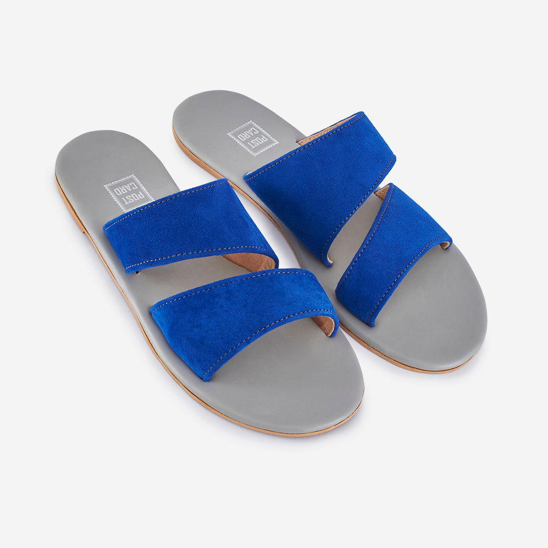 Blue suede 2025 sandals flat