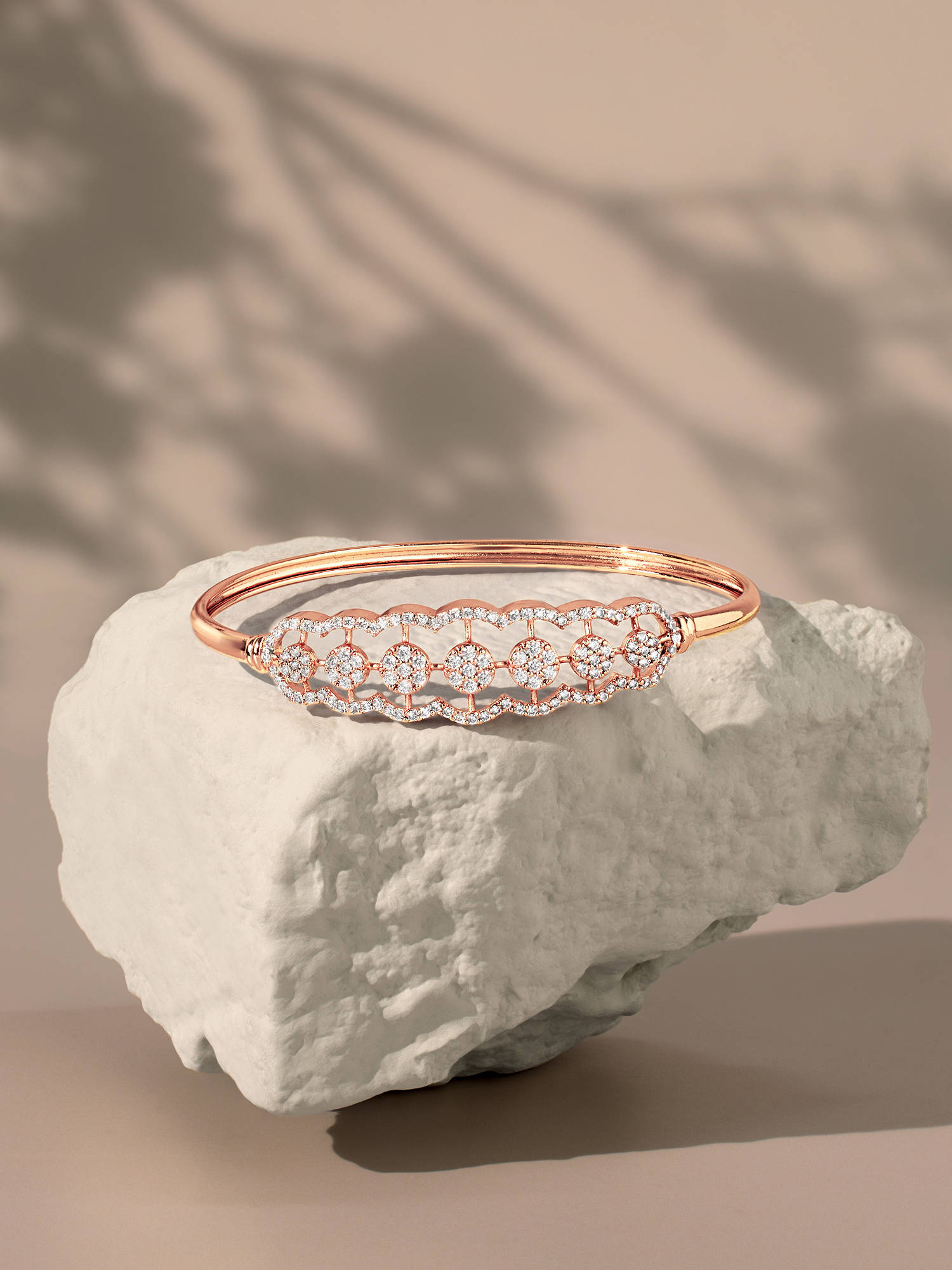 Zaveri Pearls Rose Gold Cubic Zirconia Contemporary Brass Kada