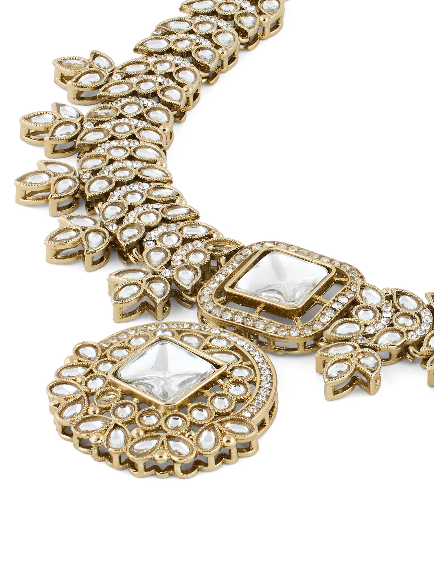 Buy Zaveri Pearls Antique Gold Tone Stones Diamonds Jewellery Set