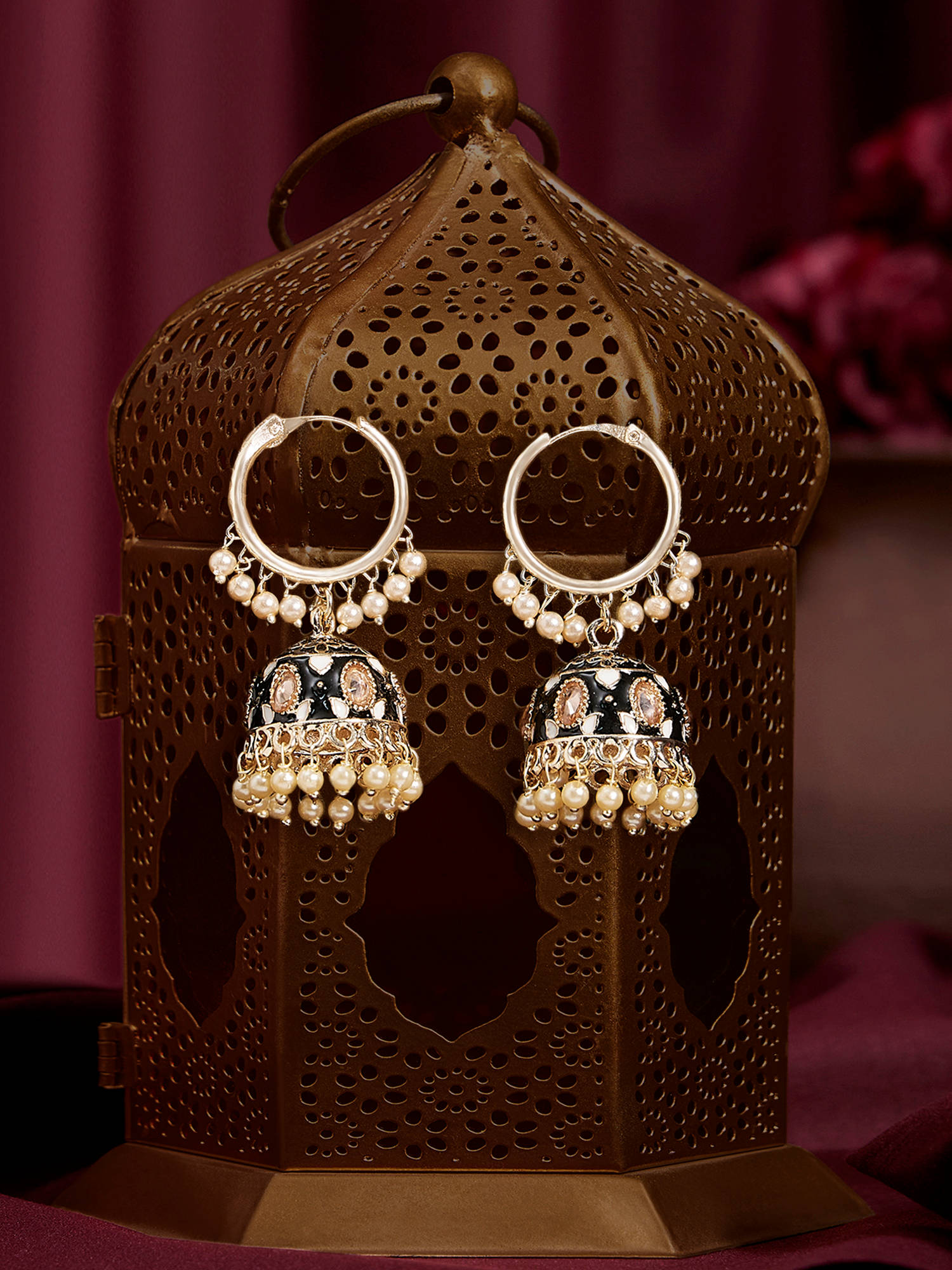 Zaveri Pearls Multi-Color Meenakari Stones and Beads Earrings