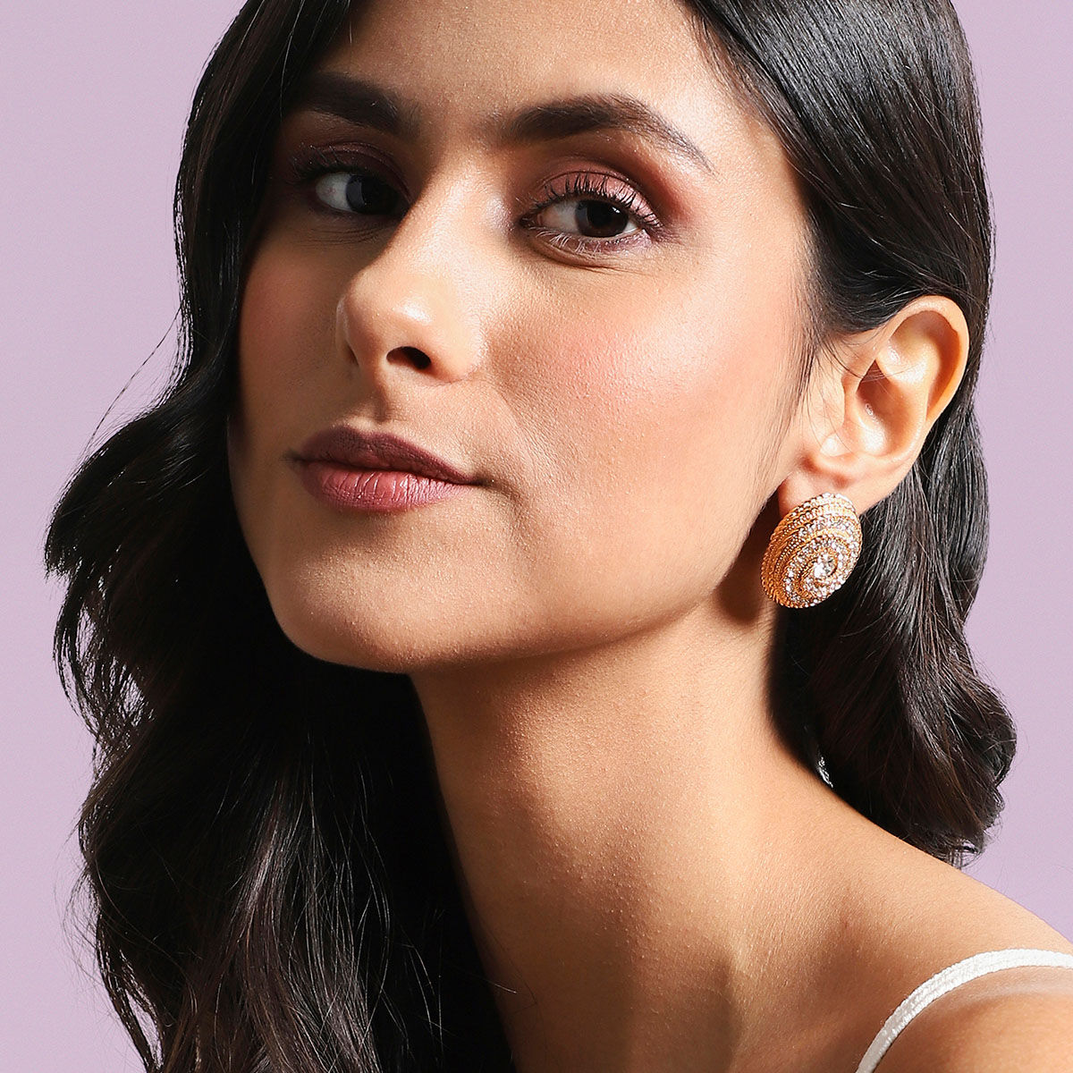 OOMPH Jewellery Silver Stone Studded Large Hoop Earrings For Women & Girls (Silver) At Nykaa, Best Beauty Products Online