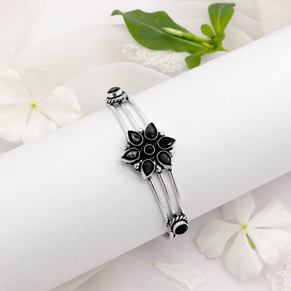 Teejh Dhatri Black Silver Oxidized Bracelet for Women