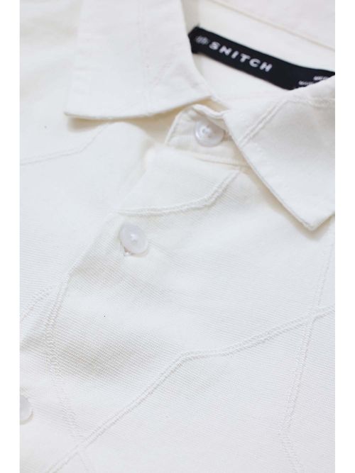 Buy Snitch Men White Textured Casual Shirt Online