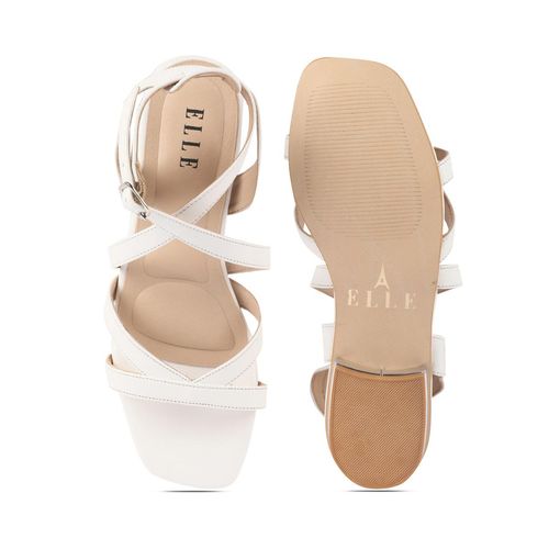 Buy ELLE Women White Strappy Elegance Ankle-Wrap Sandals Online