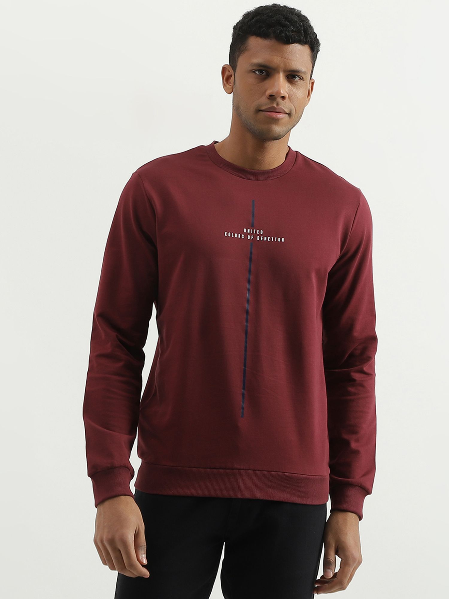 United colors of benetton full sleeve solid hotsell men's sweatshirt