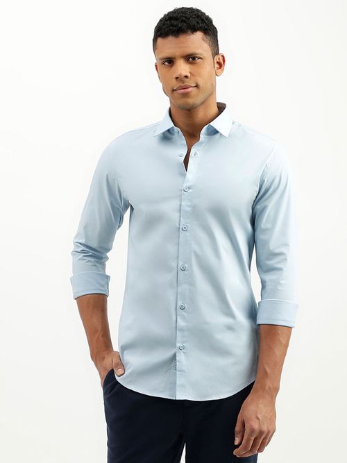 Buy United Colors Of Benetton Blue Slim Fit Spread Collar Solid