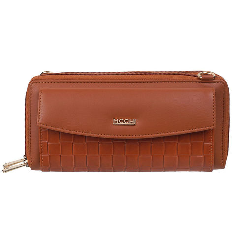 Mochi Women Brown Synthetic Zip Wallet