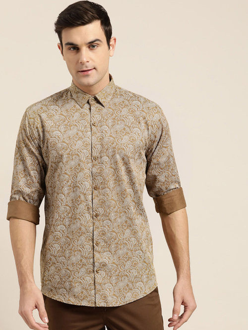 Buy SOJANYA Mens Cotton Metallic Gold & White Printed Formal Shirt Online Buy SOJANYA Mens Cotton Metallic Gold & White Printed Formal Shirt Online