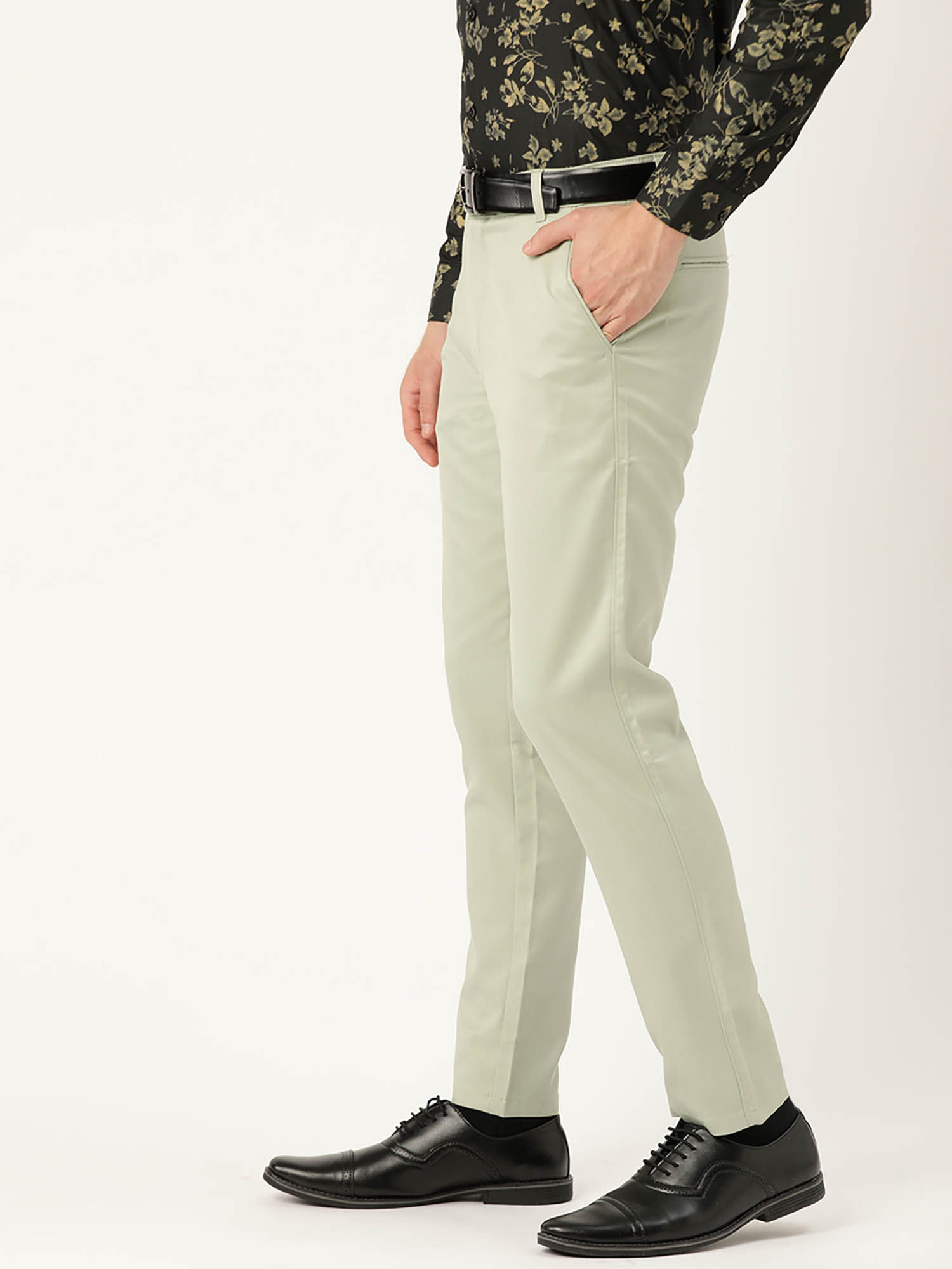 Woman Pista Green Polycotton Textured Trousers by Wyshlist