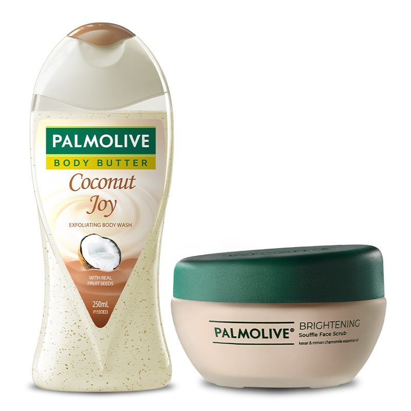 Palmolive Coconut Joy Body Wash & Brightening Souffle Face Scrub Buy
