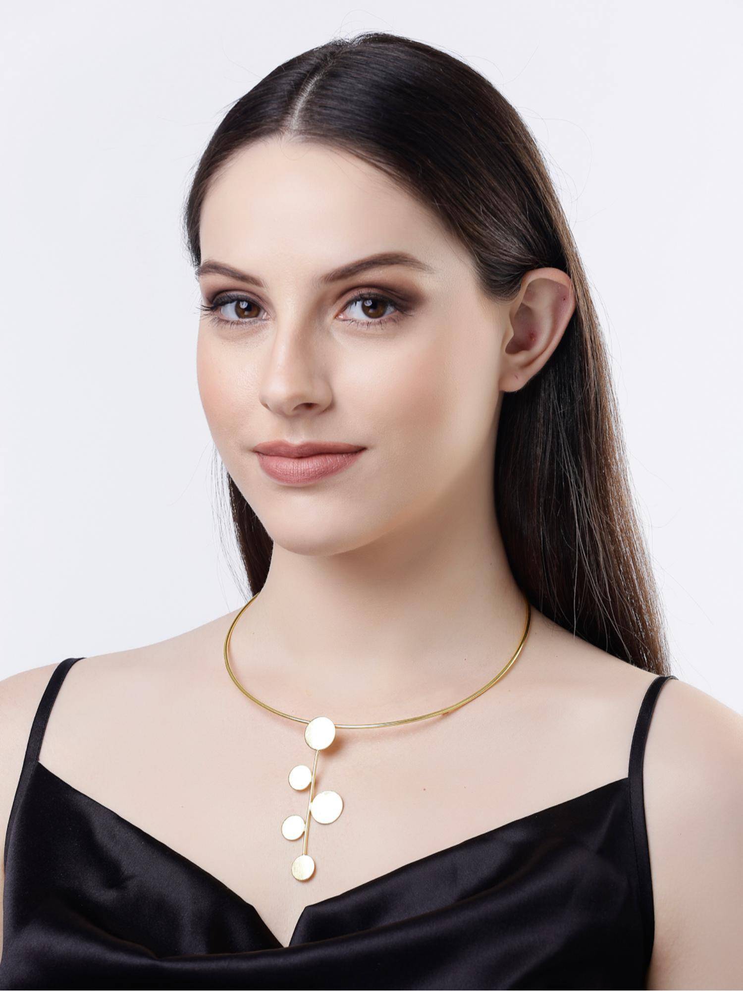 Gahan Womens Gold Plated Circular Choker Necklace