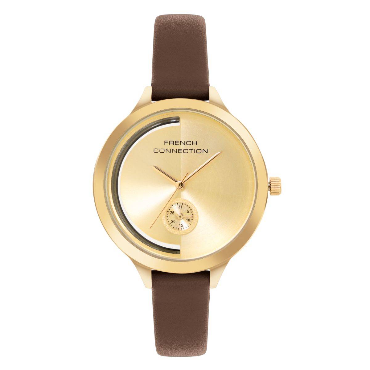 French Connection Gold Dial Analog Side Second Watch (FCB12BRL) (M)