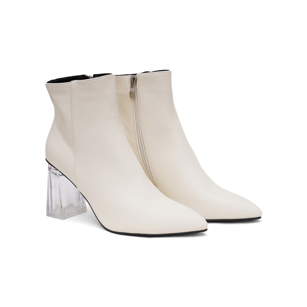 white boots clear heel