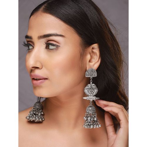 Black Earrings Glitzy By Association Black Paparazzi Earring - Main Image