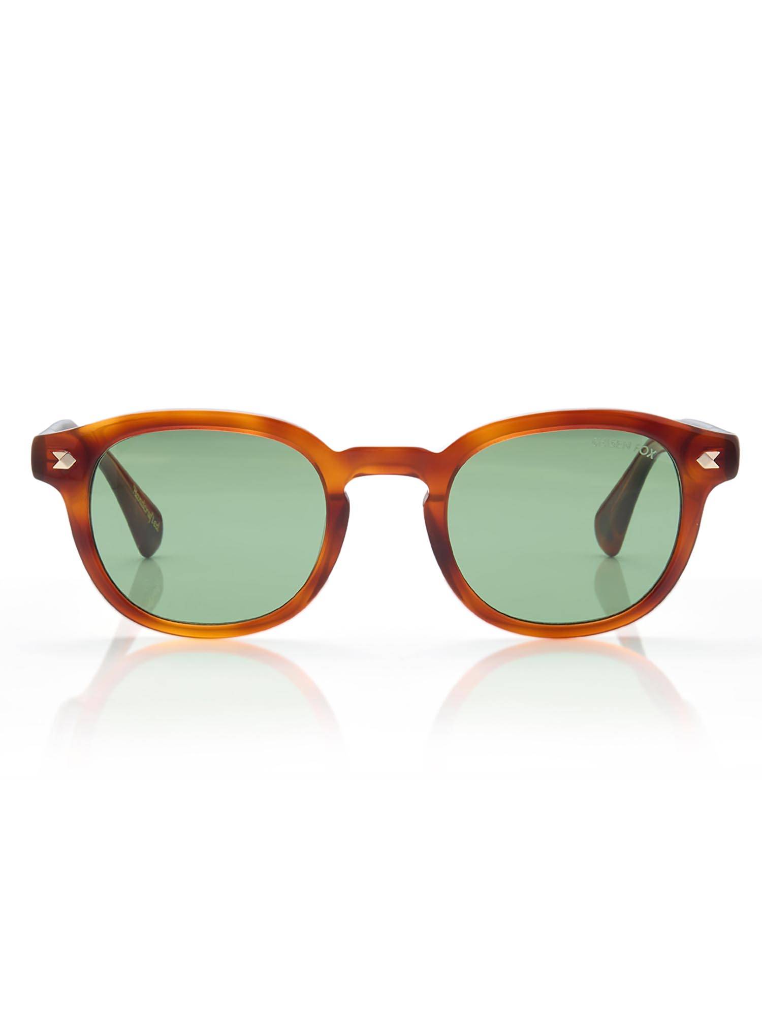 Shisen Fox Unisex Arias Kitsune Acetate Green Round Uv Coating Full Rim Sunglass-Asg10 (49)