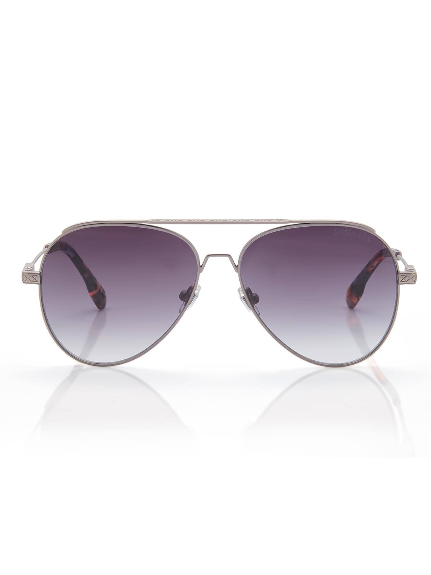 Shisen Fox Unisex Arias Daitan Steel Purple Aviator Uv Coating Full Rim Sunglass-Asg26 (58)