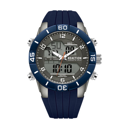 Buy Reaction Kenneth Cole ANA-DIGIT Black Blue Silicone Strap