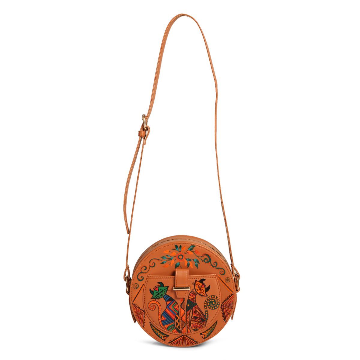 RASHKI Terra Cat Art Women's Handpainted Sling Bag Buy RASHKI Terra