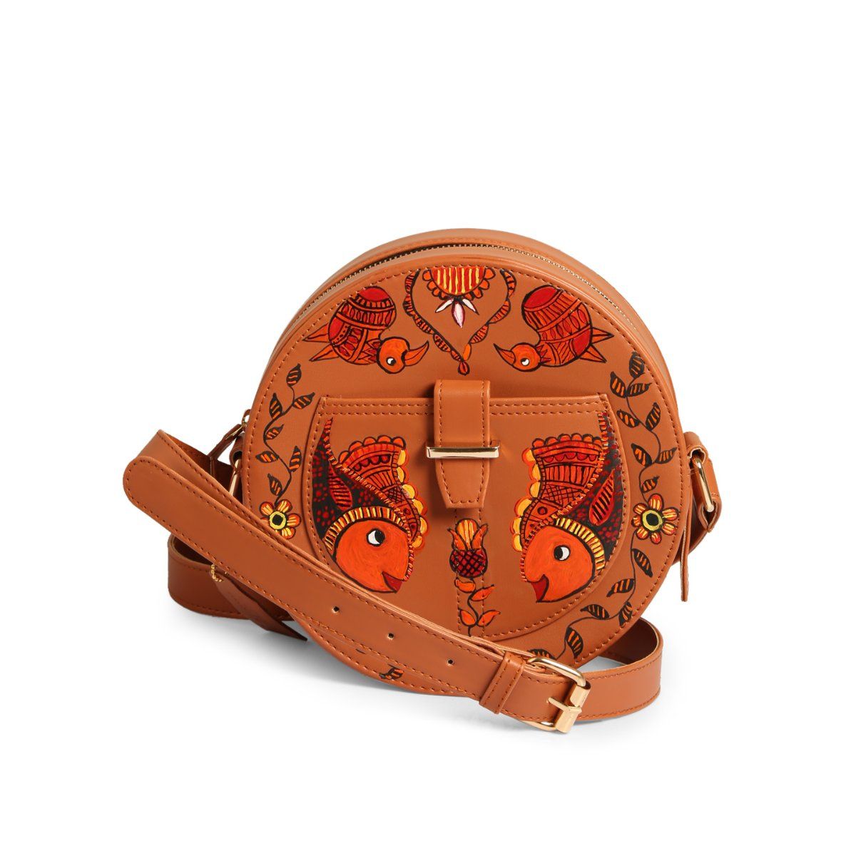 Buy RASHKI Terra Fish Art Women's Handpainted Sling Bag Online