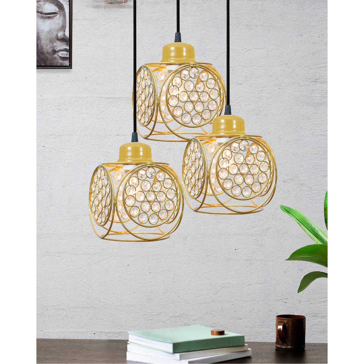 Homesake 3-Lights Round Cluster Chandelier Ring Cube