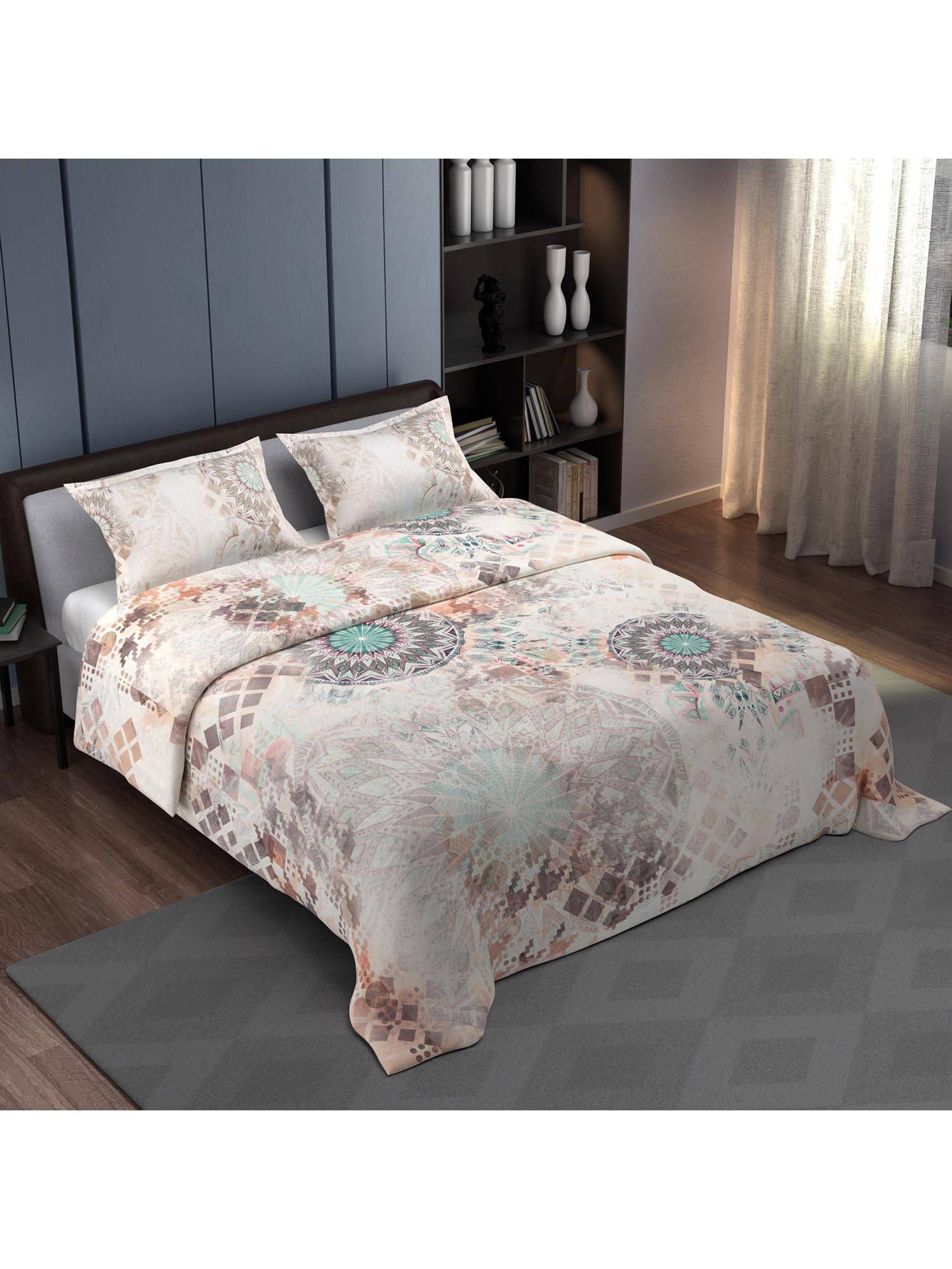 Synergized Cotton Bedsheet With 2 Pillow Covers Calm Peach Bloom-N19