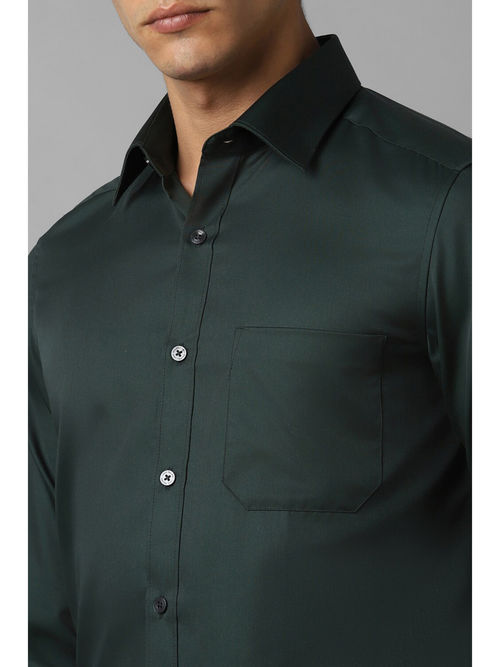Buy Louis Philippe Men Green Classic Fit Solid Full Sleeves Formal Shirt  Online