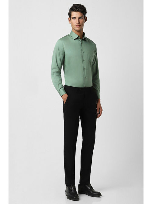 Buy Van Heusen Men Green Regular Fit Solid Full Sleeves Formal