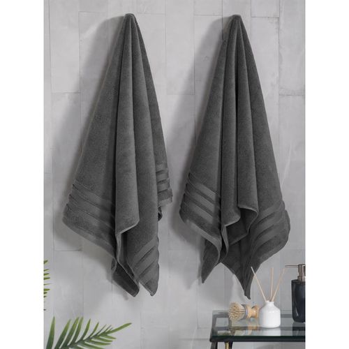 Buy MYTRIDENT Dark Grey Finesse Bath Towels (Pack of 2) (L) Online