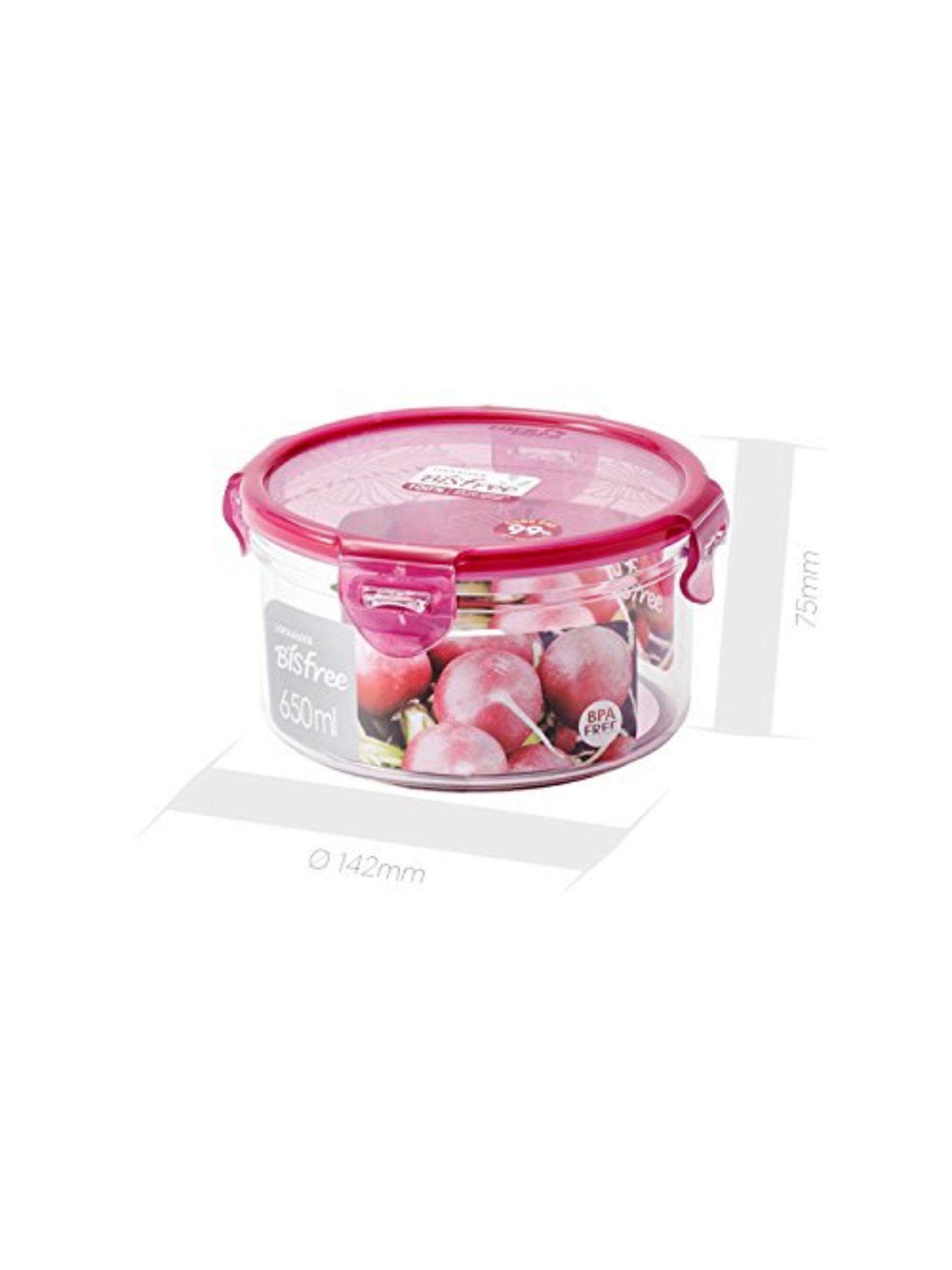 Lock & Lock Tritan Bisfree Round Stackable Container Set, 650 Ml, Pink
