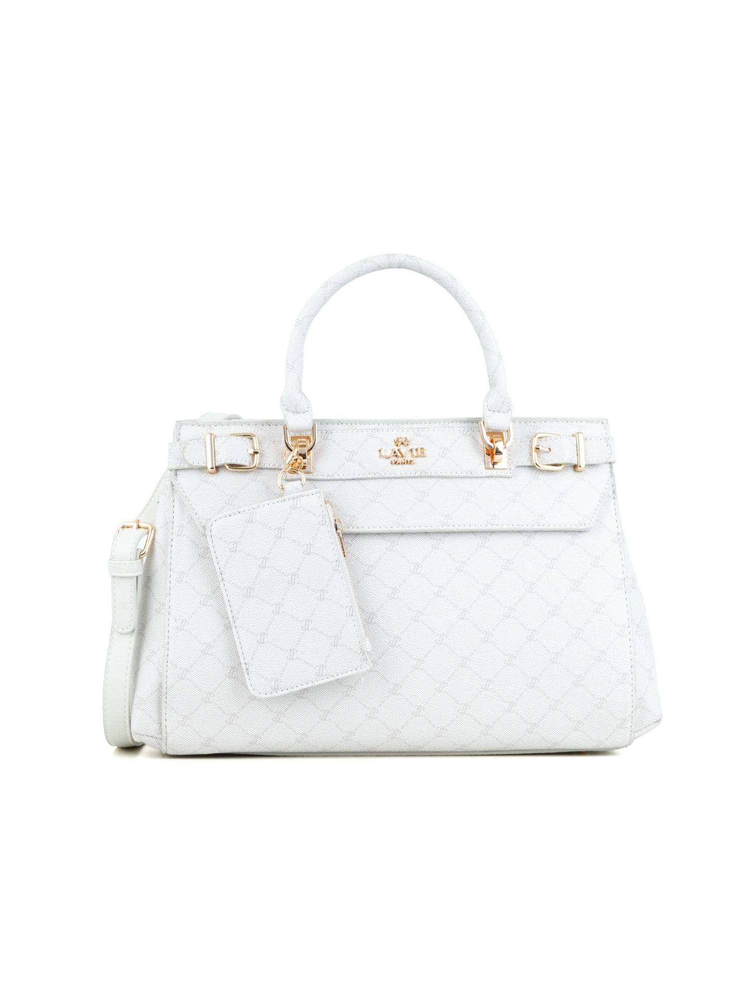 Lavie Paris Women's Mono Cecile Satchel With Detachable Strap And Mini Pouch (White)