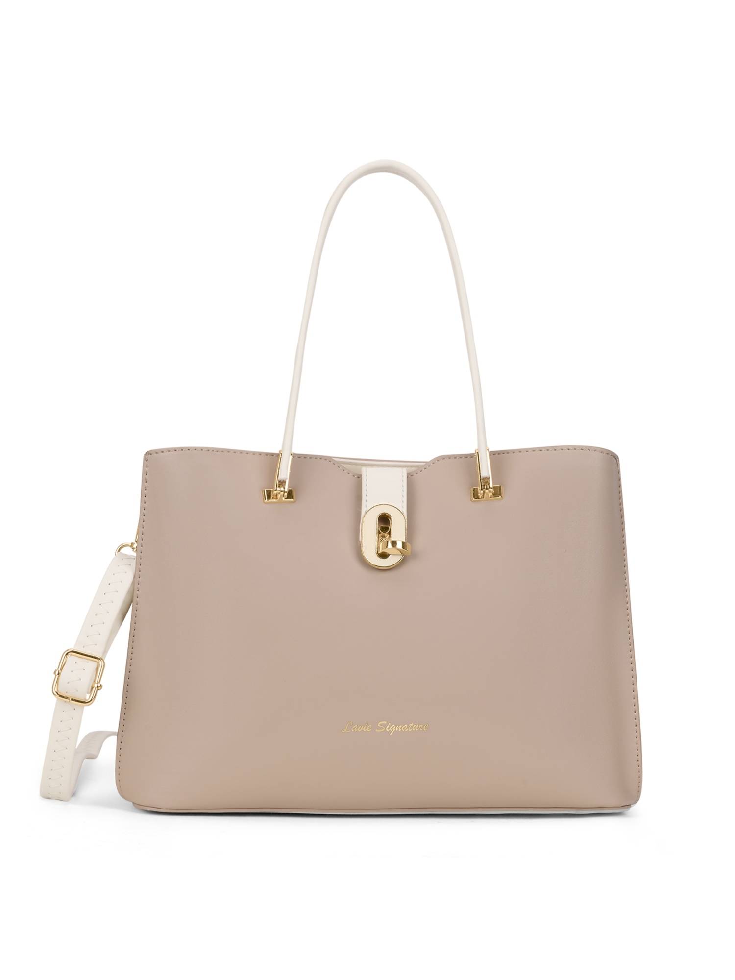 Lavie Signature Franklin 3C Women's Satchel With Detachable Strap (Beige)