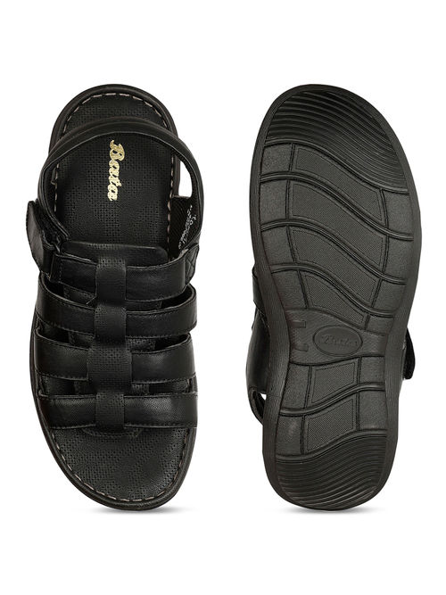 Bata Men Black Velcro Sandals