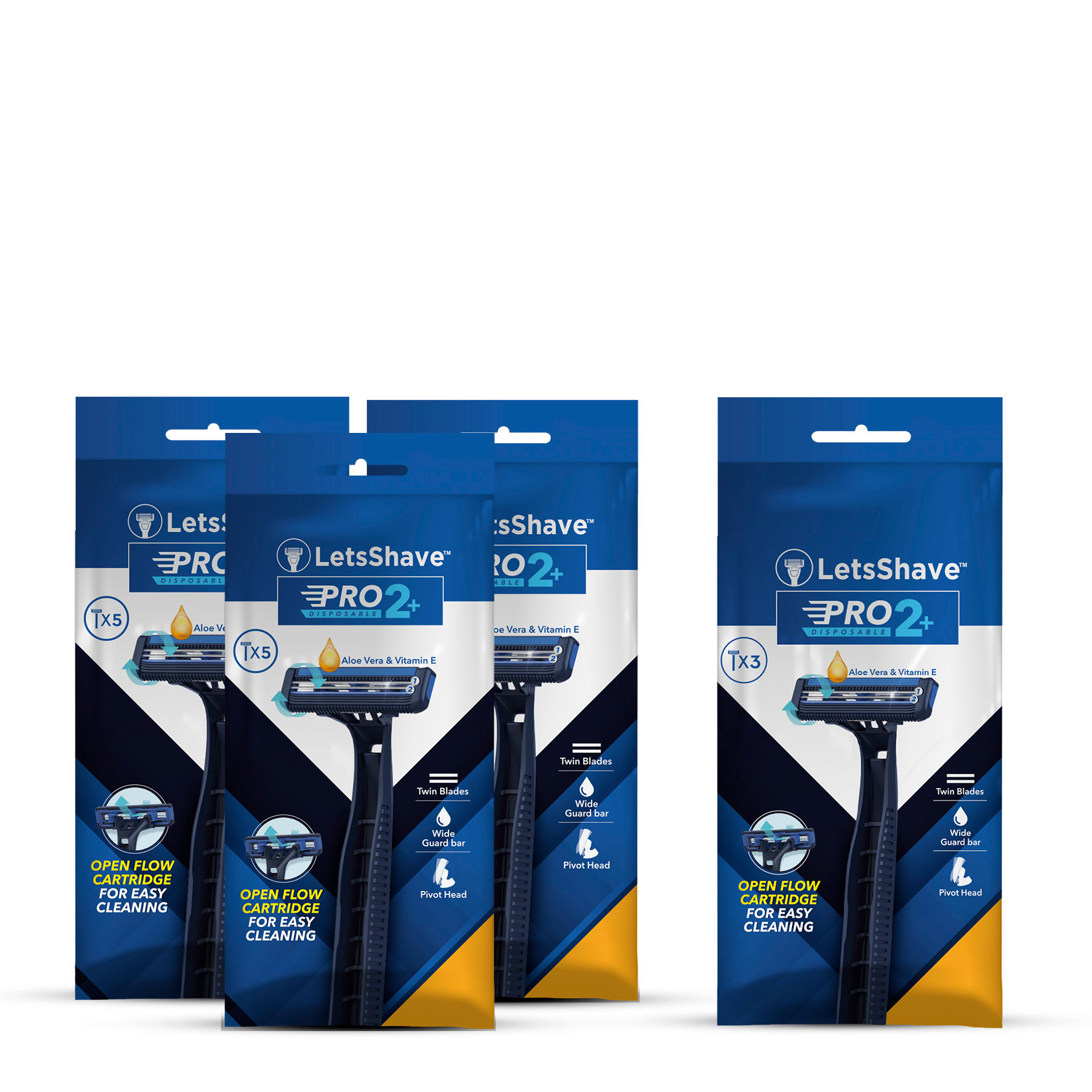 LetsShave Pro 2 Plus Disposable Razor - Twin Blade Disposable Shaving Razor (Pack Of 15 + 3 Free)