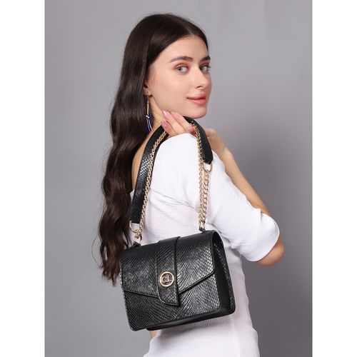 Buy Carlton London Black Snake Textured Sling Bag Online